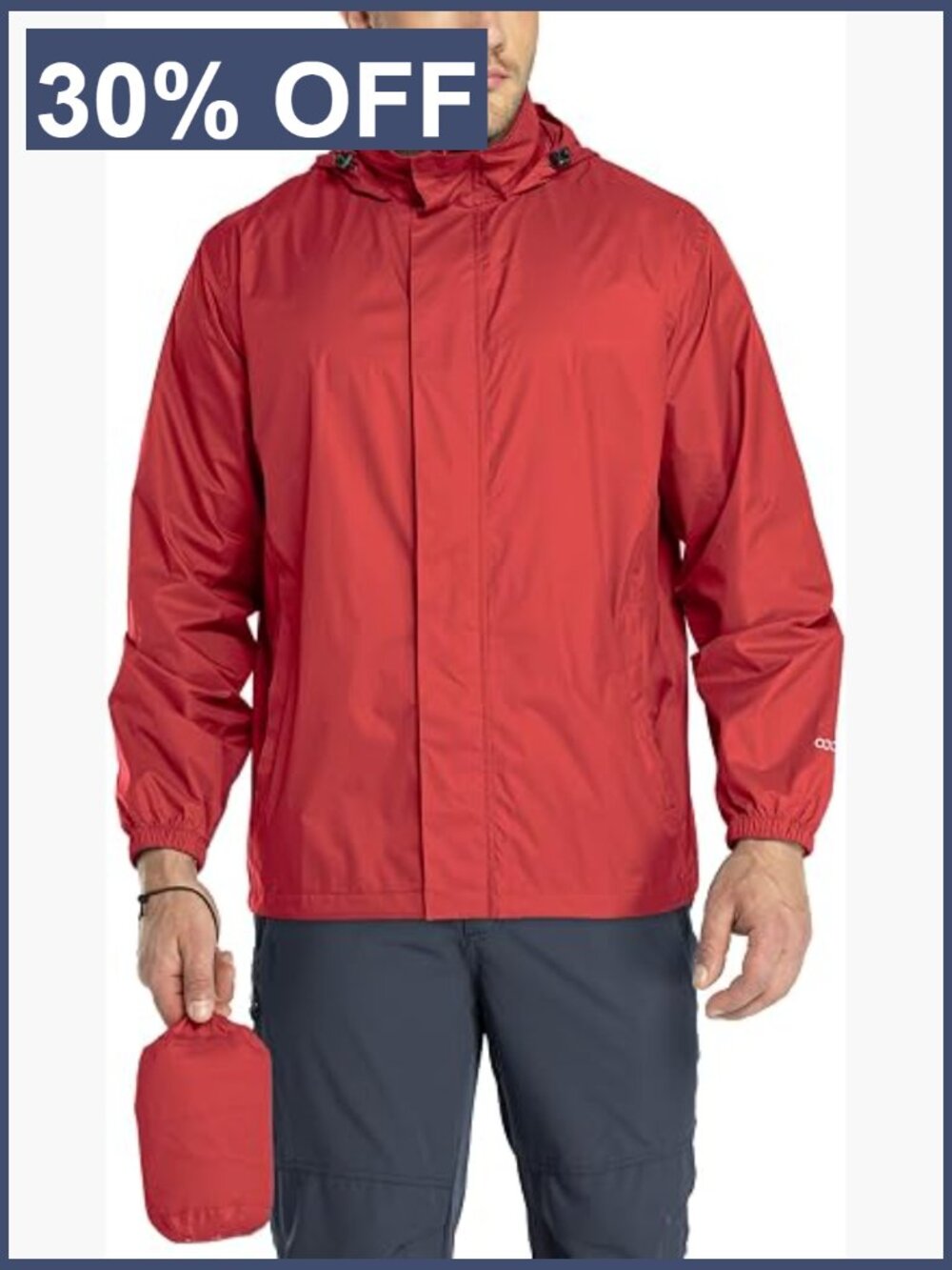 Men's Lightweight Packable Waterproof Rain Jacket Hooded Windbreaker for Golf